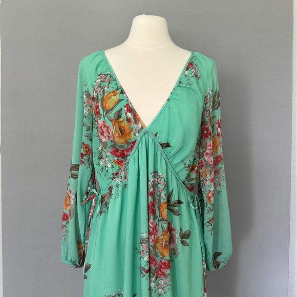 Auguste the Label Jennifer Maxi Dress Green Floral Boho Lightweight Lined Size S - Picture 6 of 16
